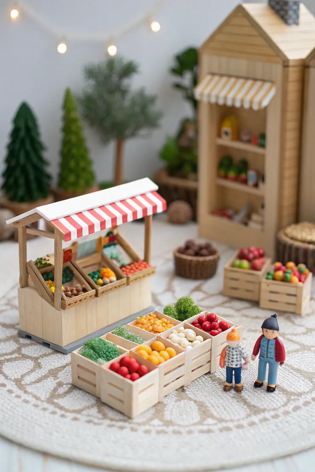 Step into a whimsical world with this charming miniature market square, where fantasy and craftsmanship come alive.