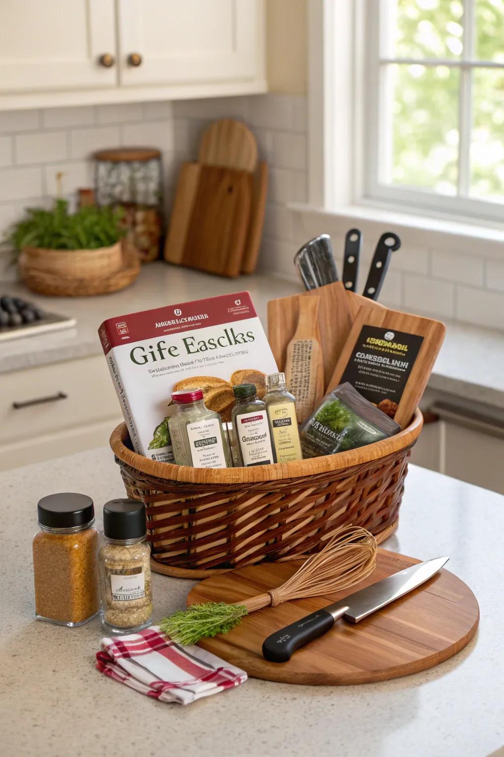 Inspire dad's culinary adventures with a home chef essentials basket.