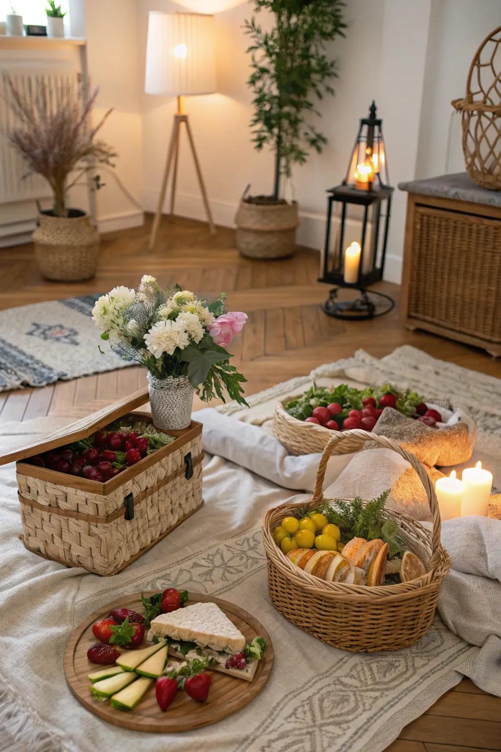 Create a cozy indoor picnic to celebrate your February birthday without the cold.