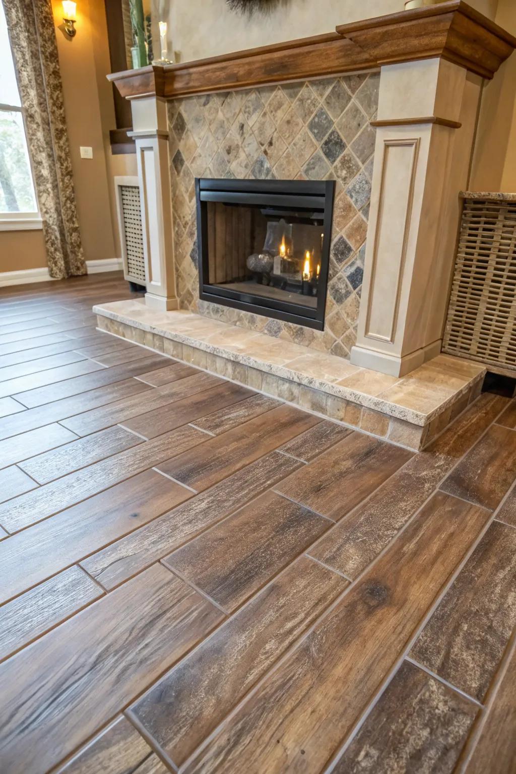 Wood-look tiles offer warmth with the ease of maintenance.