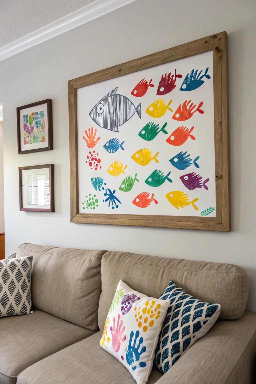 Turn handprints into cherished fish-themed art pieces.