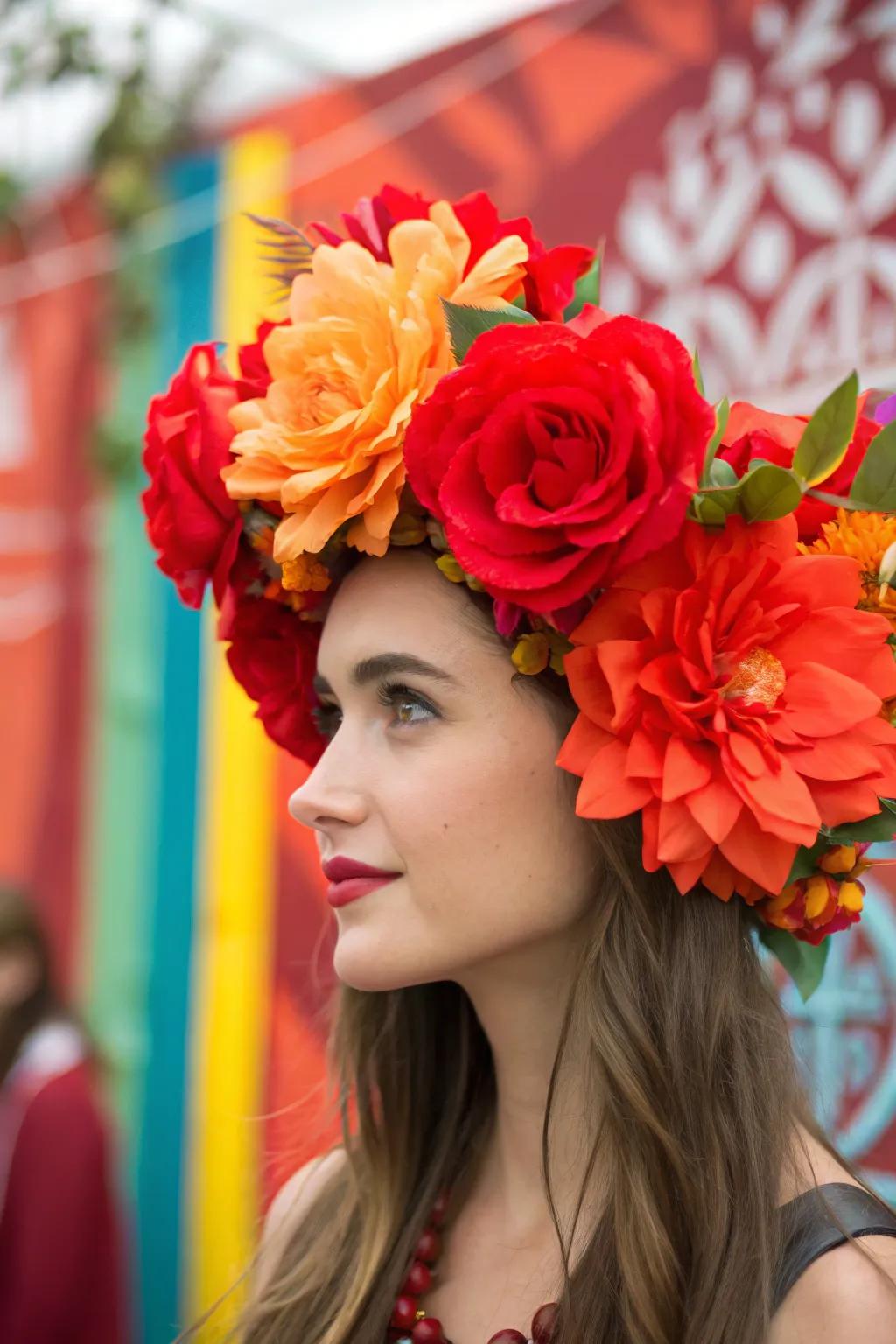 A bold and beautiful flower crown for the daring.