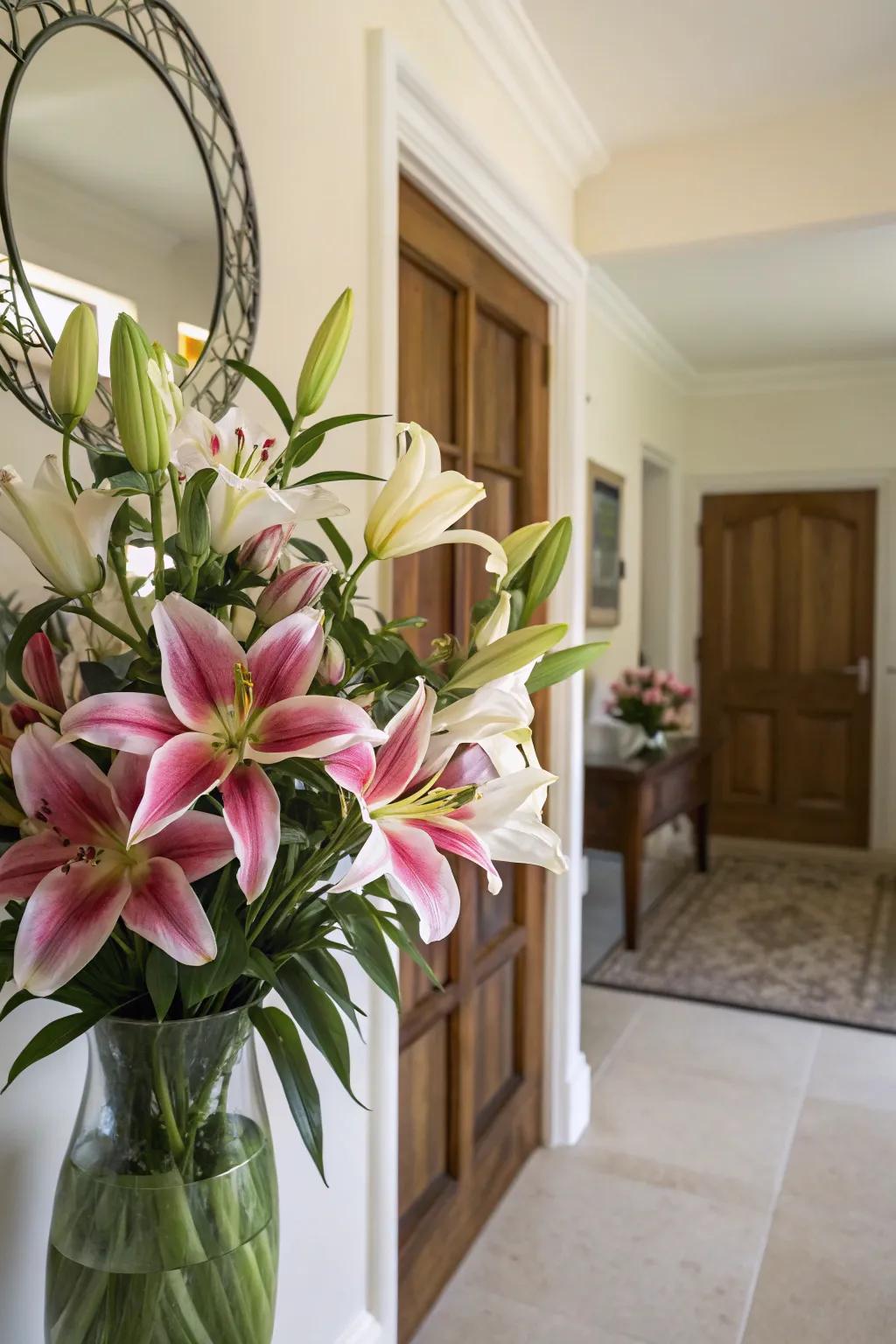 Lilies offer fragrant beauty and a warm welcome.