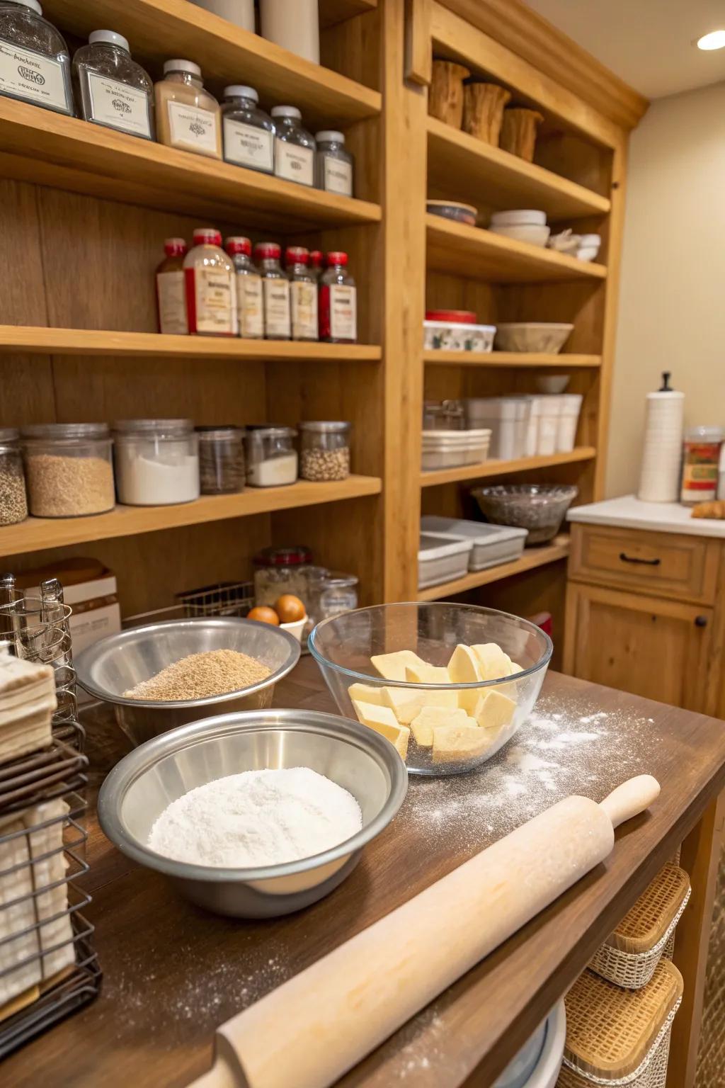 A designated baking zone for organized culinary adventures.