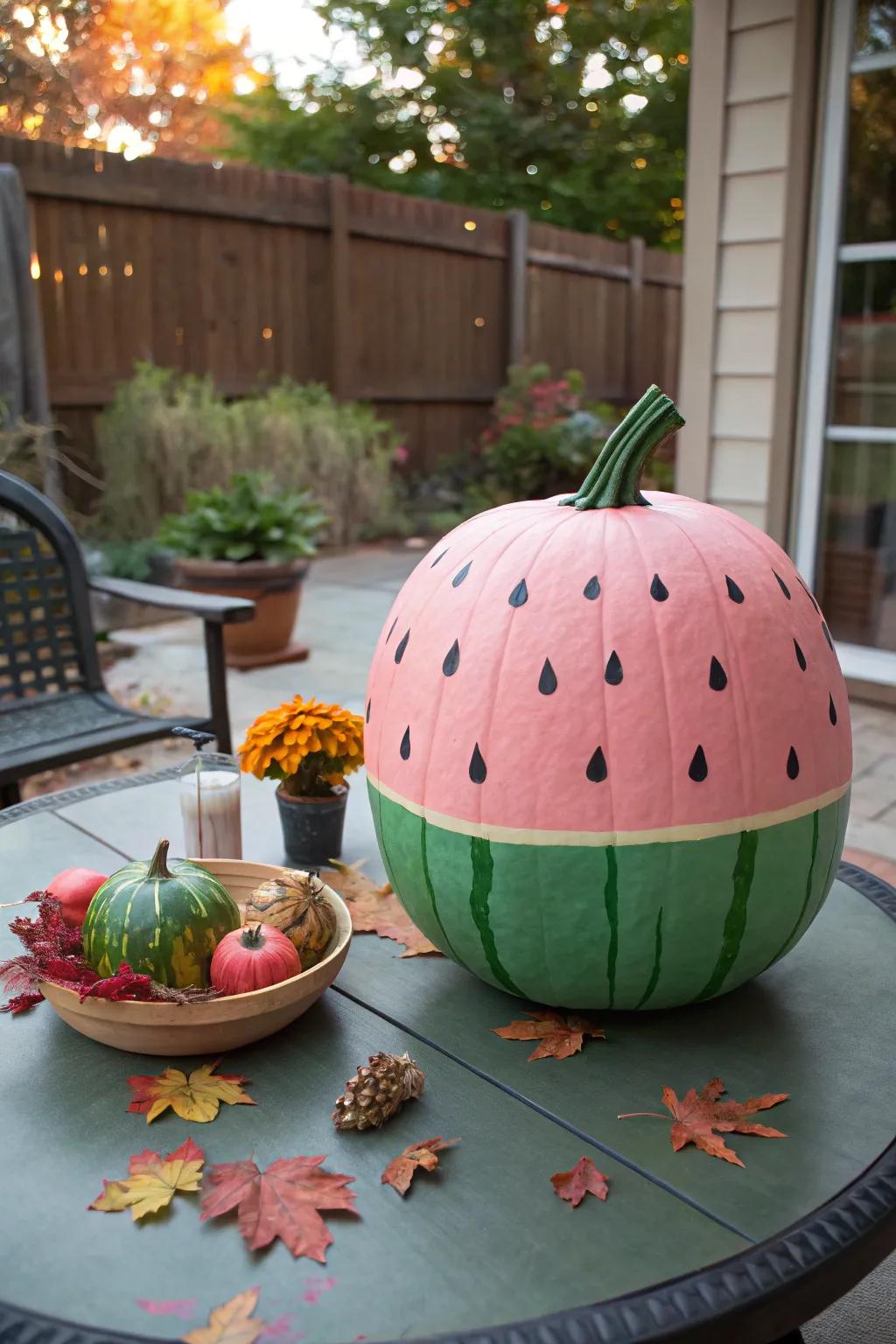 Watermelon pumpkins bring a slice of summer to your fall decor.