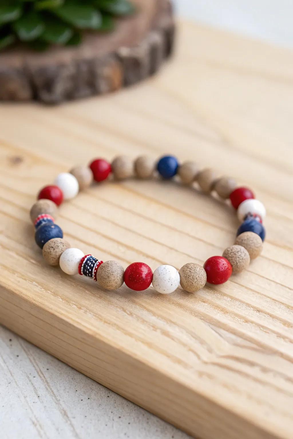Celebrate your sporty side with a charming, minimalist clay bead bracelet infused with team spirit and a touch of patriotic flair!