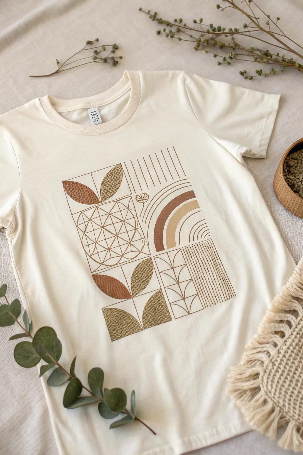 Discover the art of simplicity with this abstract geometric tee – a perfect blend of modern minimalism and boho charm.