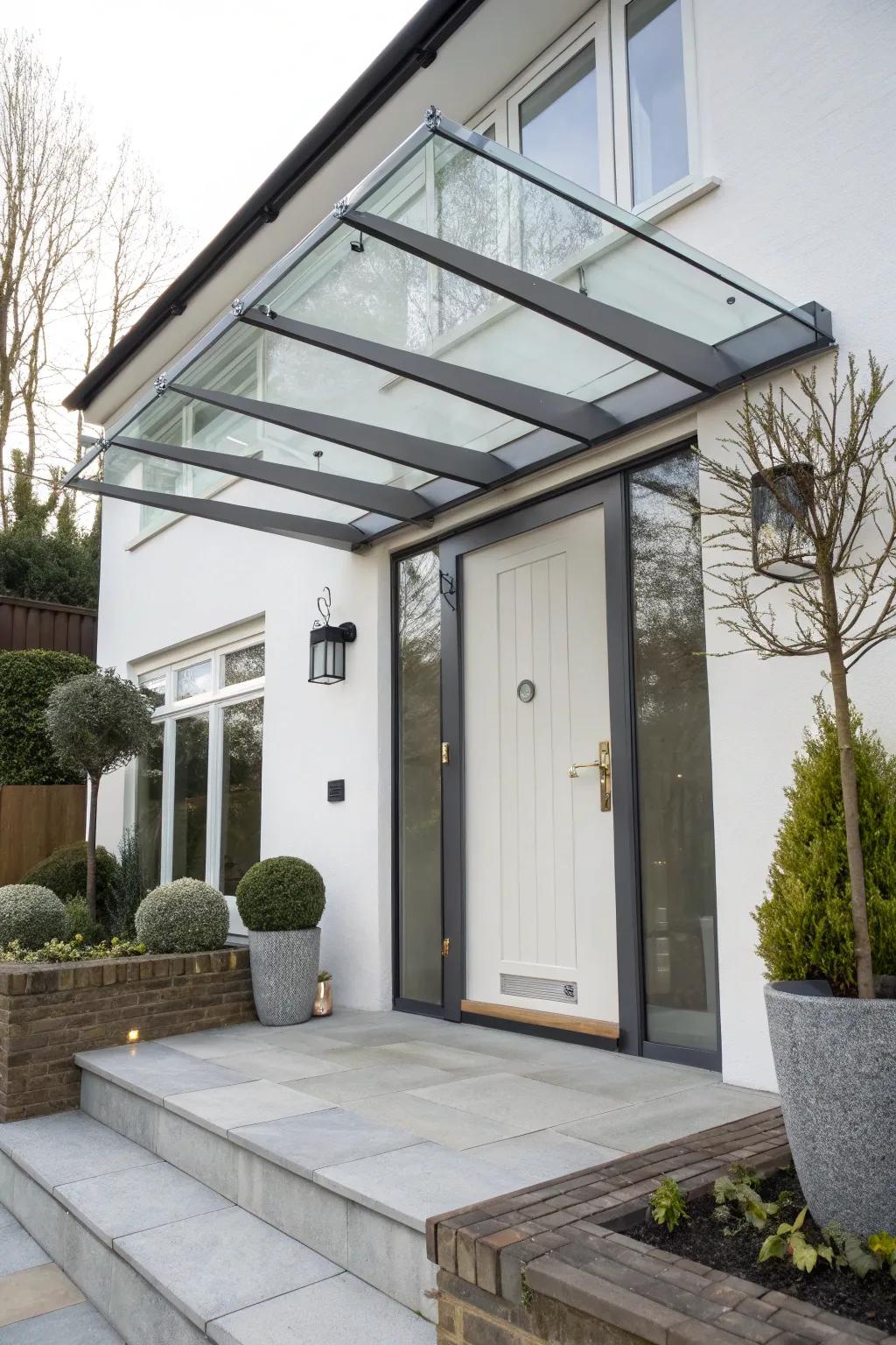 Sleek glass canopy enhancing natural light in a modern home.