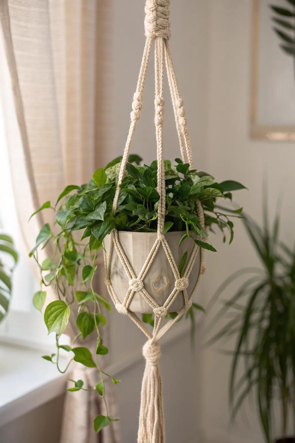 Elevate your space with a handcrafted macrame plant hanger—where simplicity meets natural elegance.