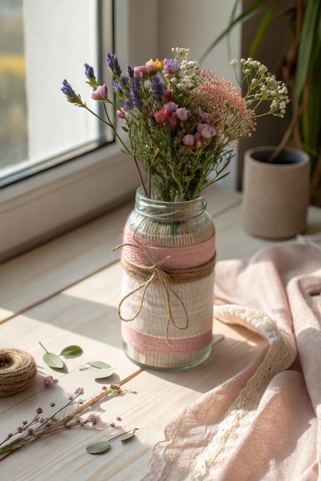 Transform your kitchen with these charming DIY glass jar decorations. Perfect for adding a touch of natural beauty and simplicity to your space.