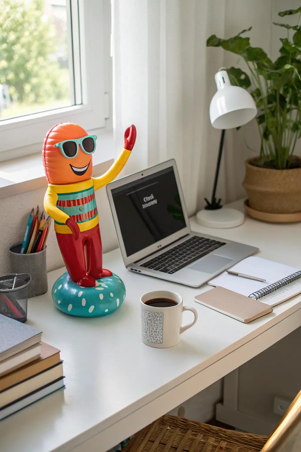 Bring some cheer to your workspace with a mini tube guy.