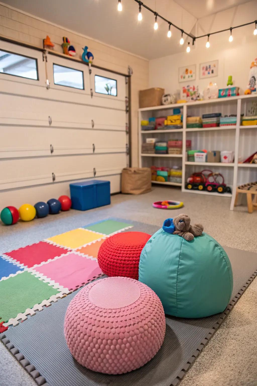 A sensory area offers a calming retreat for children.