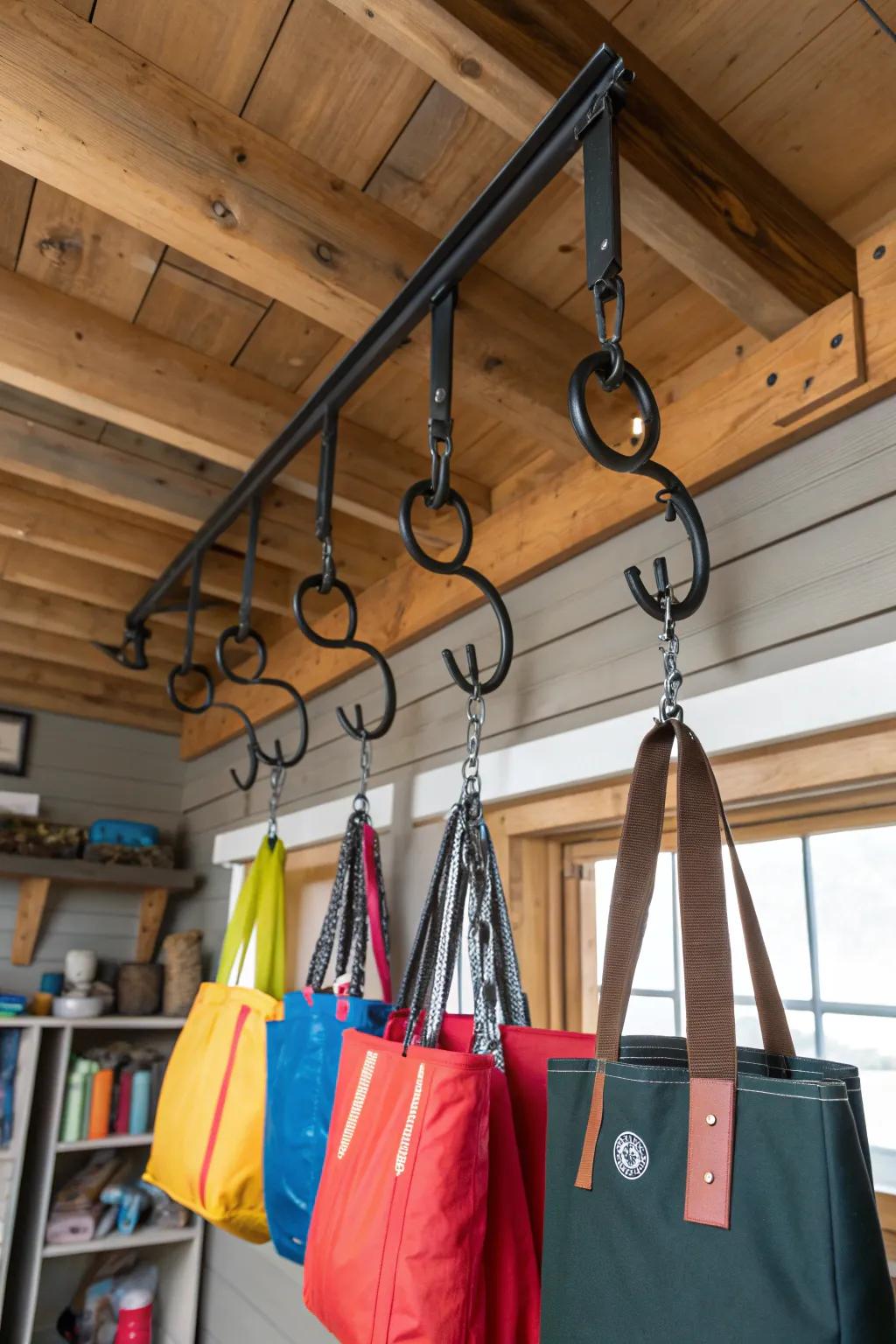 Elevate Your Recycling Game: Ceiling Hooks for a Clutter-Free Garage.