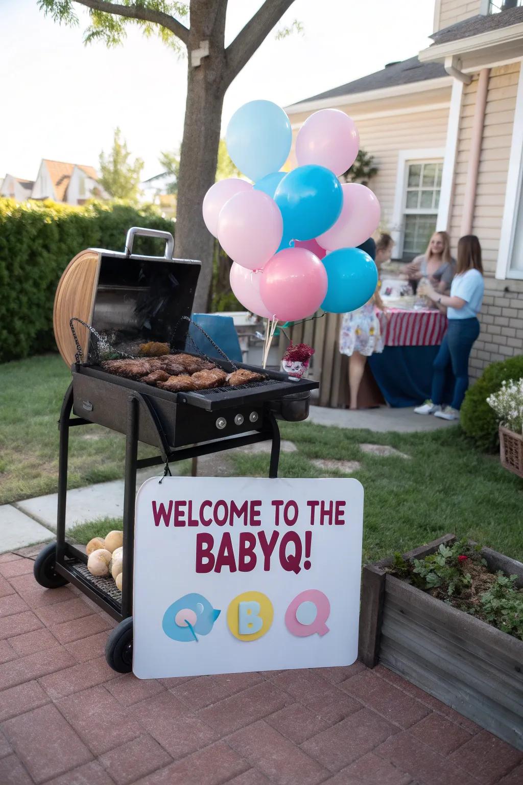 A relaxed 'BabyQ' gender reveal with a BBQ twist.