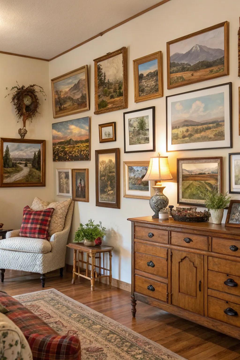 Country-themed wall art brings the beauty of the outdoors inside.