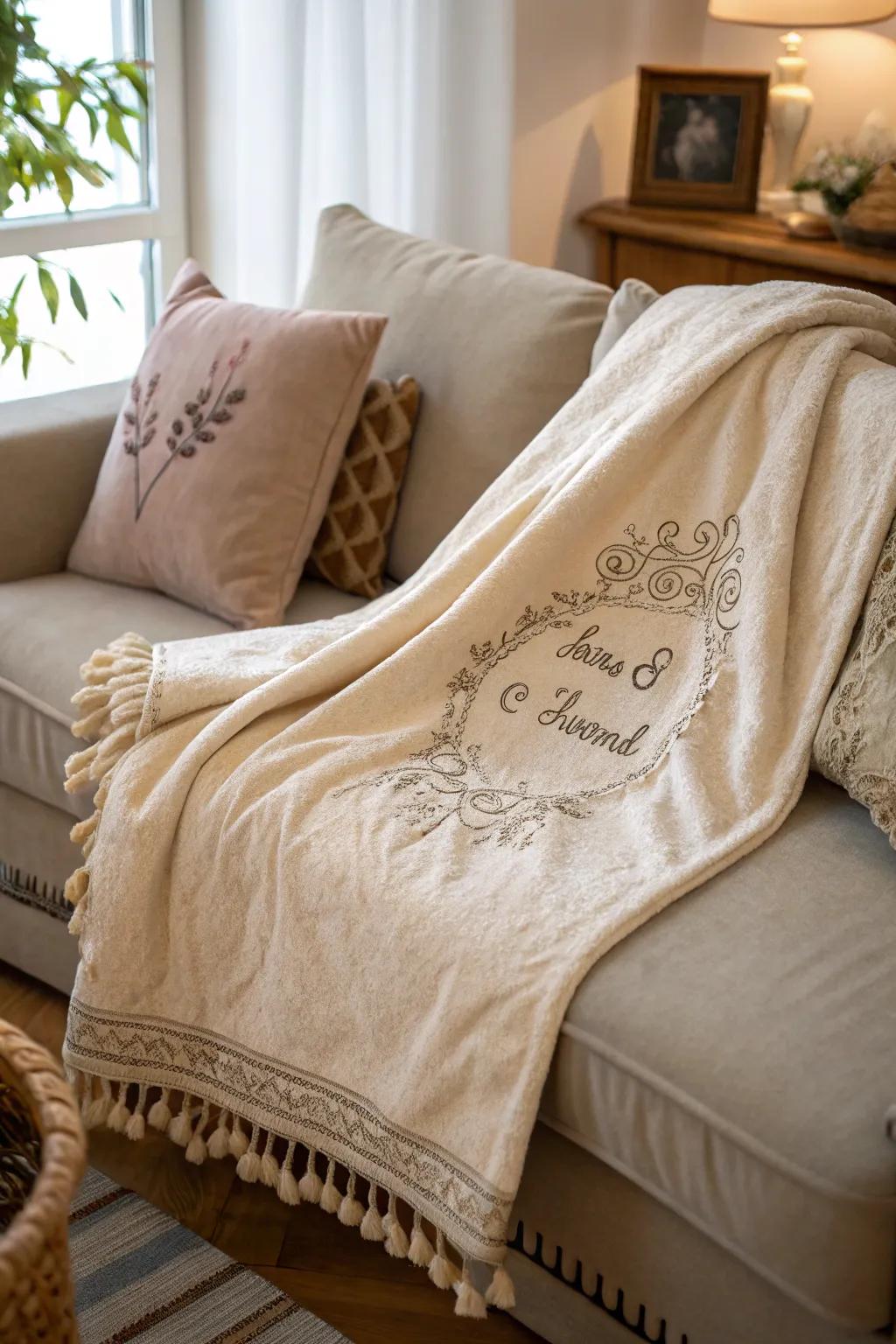 A warm and personalized blanket for cozy nights.