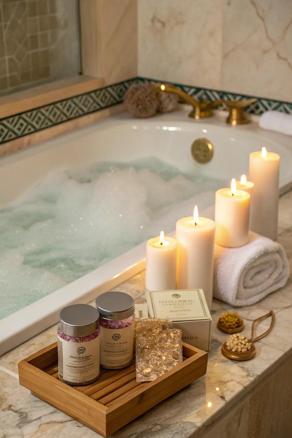 A bath set for transforming their bathroom into a personal spa.