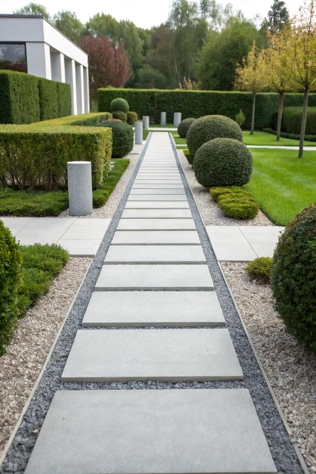 Minimalist granite path with clean lines.