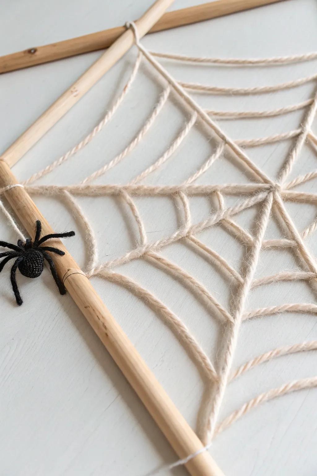 Embrace the art of simplicity with these charming woven spider webs, perfect for a minimalist Halloween touch.