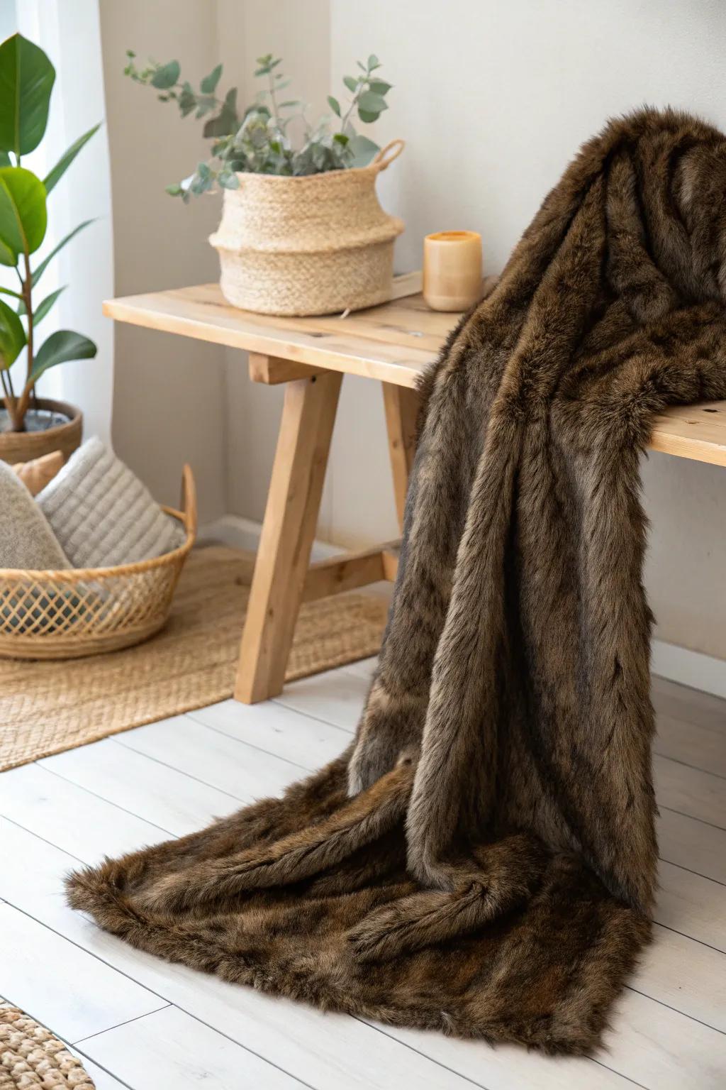 Unleash the mystery with faux fur—perfect for a Halloween surprise that feels eerily real.