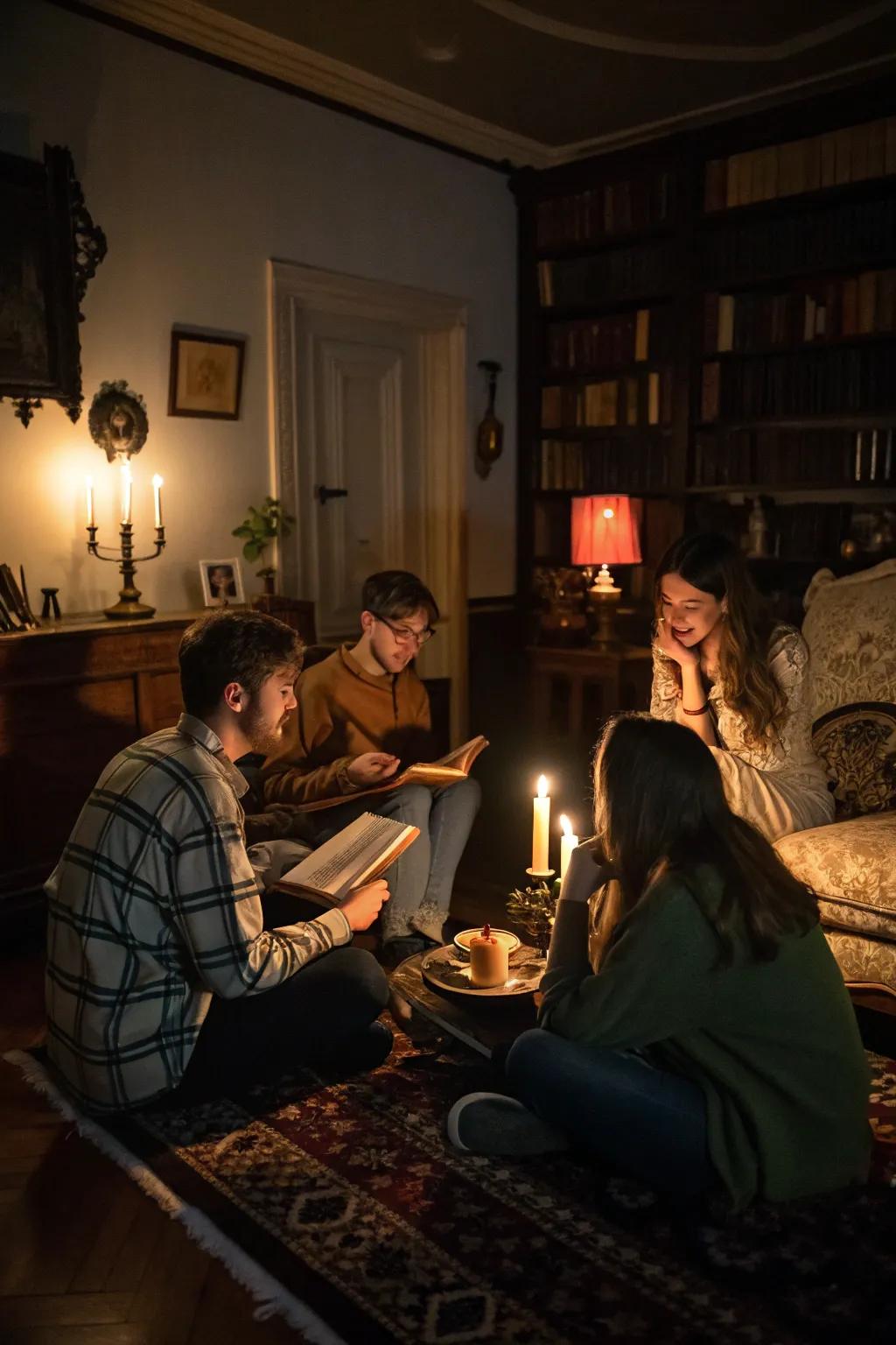 A spooky ghost story circle for a chilling Halloween.