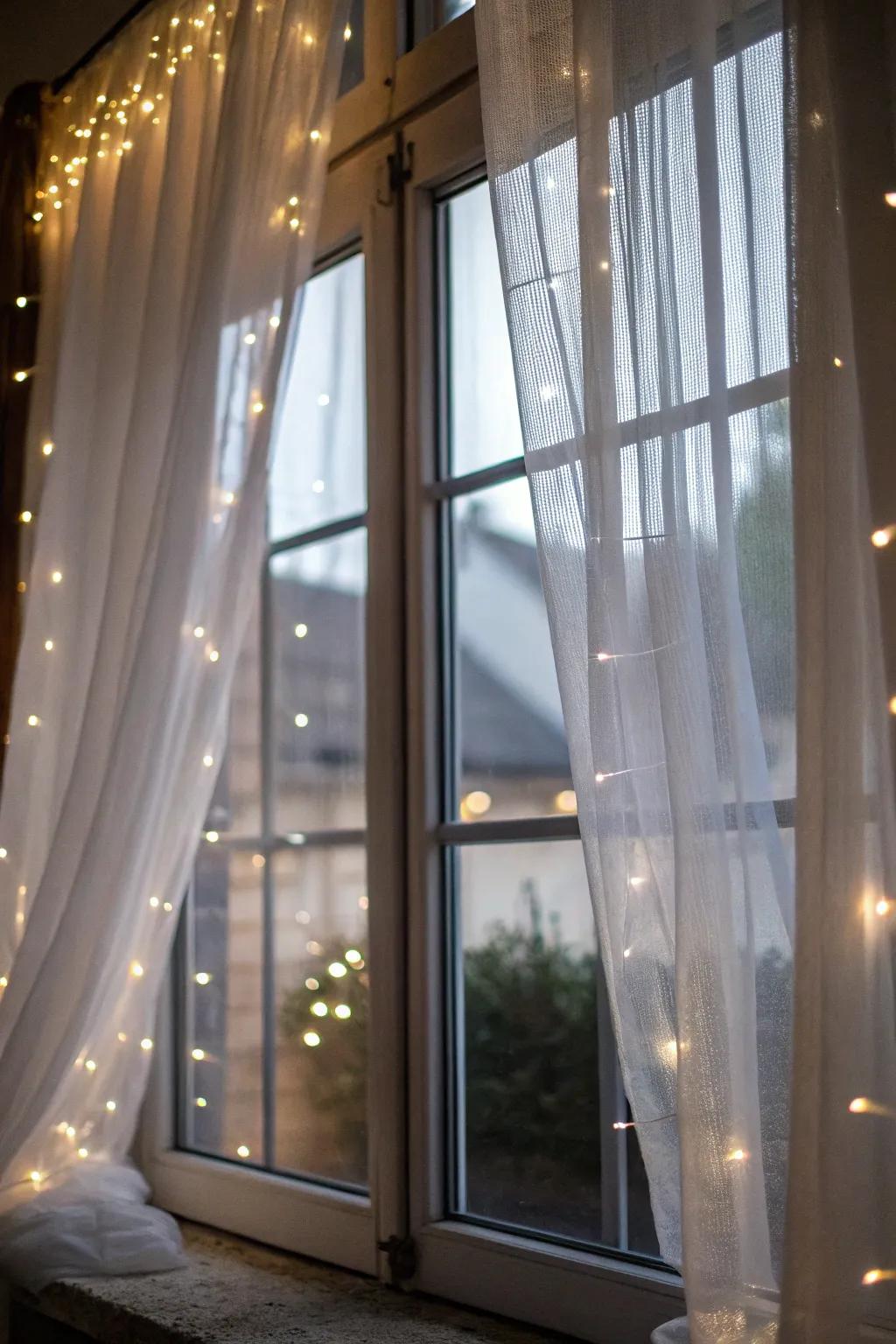 Glowing drapes add a ghostly ambiance to your Halloween decor.