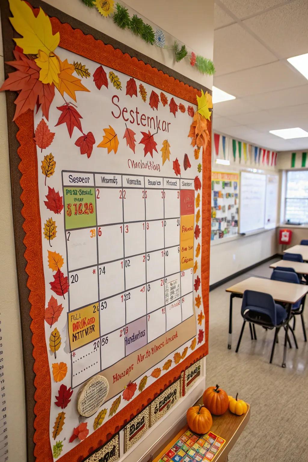 Keep students informed with a colorful classroom calendar.