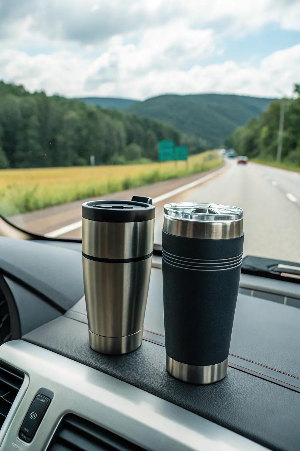 Travel mugs perfect for couples on the go.