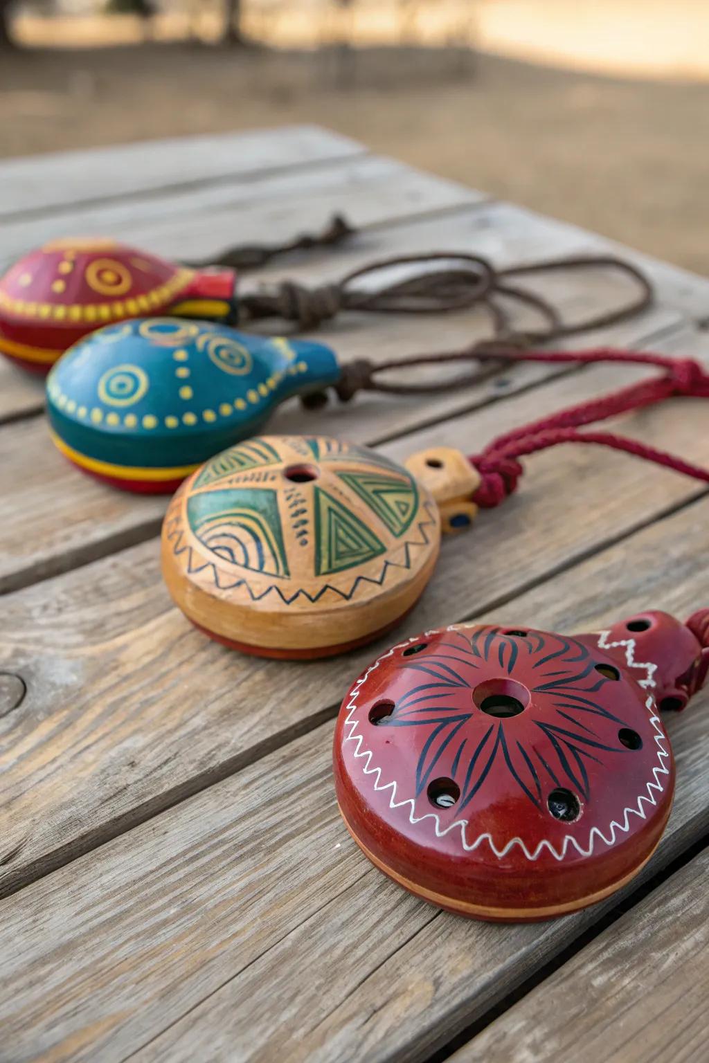 Clack along with your recycled bottle cap castanets.