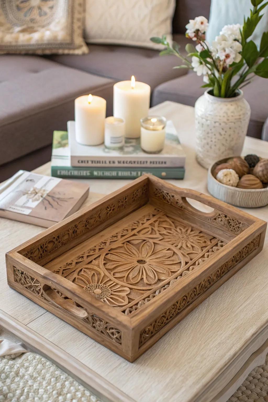 Handcrafted trays are versatile decor pieces for any home.