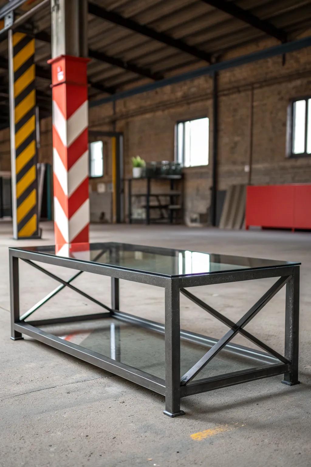 Simplicity meets elegance: A glass and metal masterpiece for your loft.