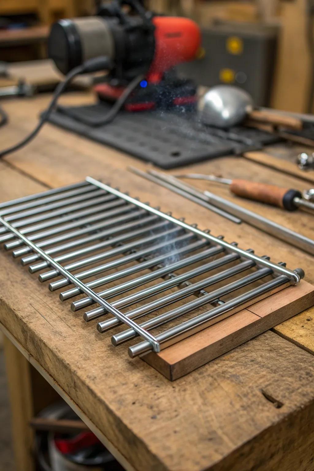 Master the art of grilling with this expertly crafted welded rod grate.
