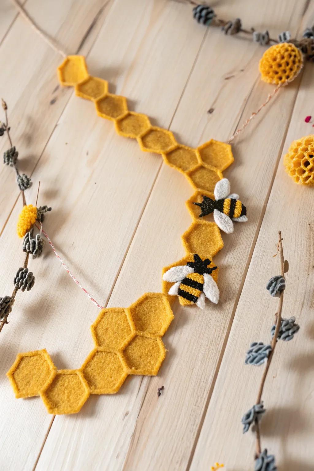 Celebrate spring with an elegant honeycomb and bee garland, where craftsmanship meets simplicity.