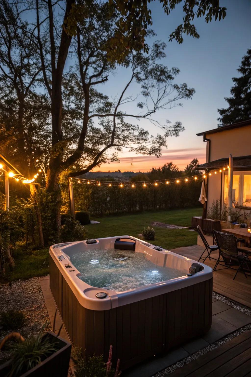 Thoughtful lighting design elevates the mood around your hot tub.