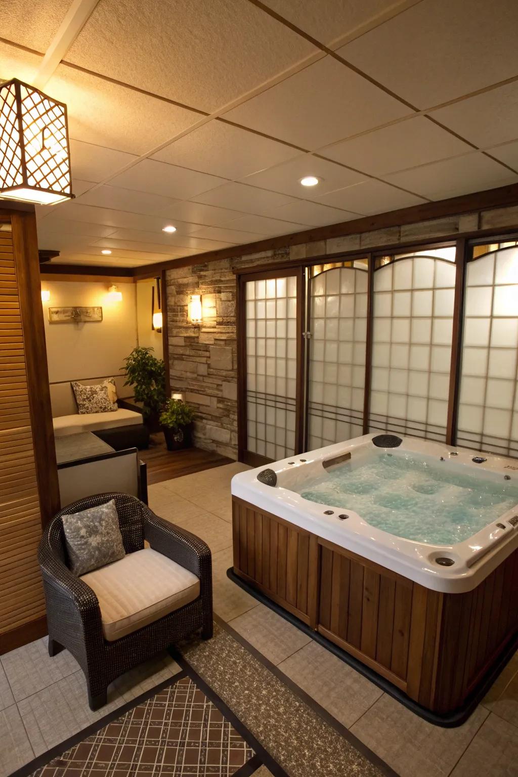 A hot tub room designed for maximum privacy and serenity.