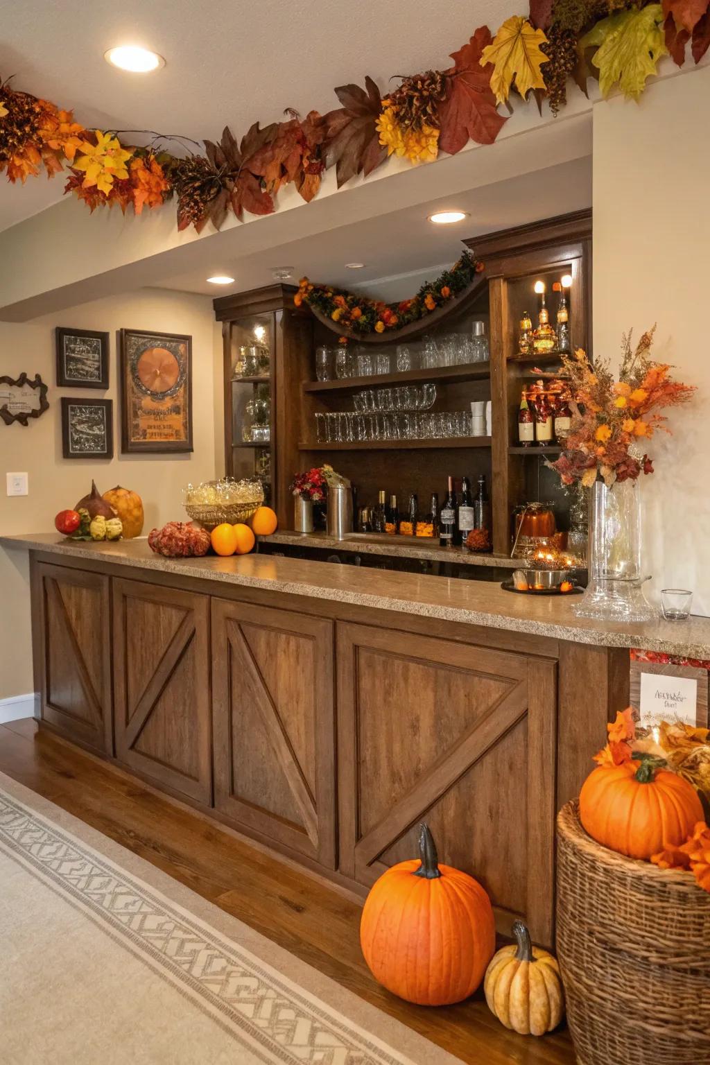 Seasonal decor keeps your bar fresh and aligned with the time of year.