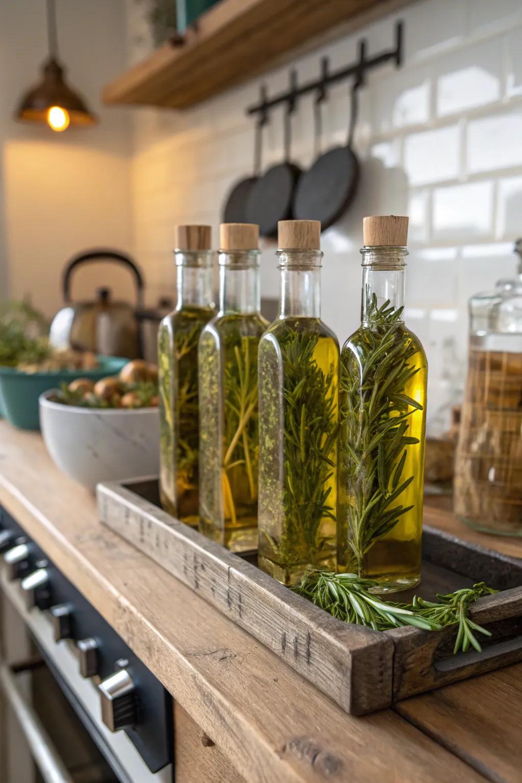 Herb-infused olive oil is a gourmet delight.