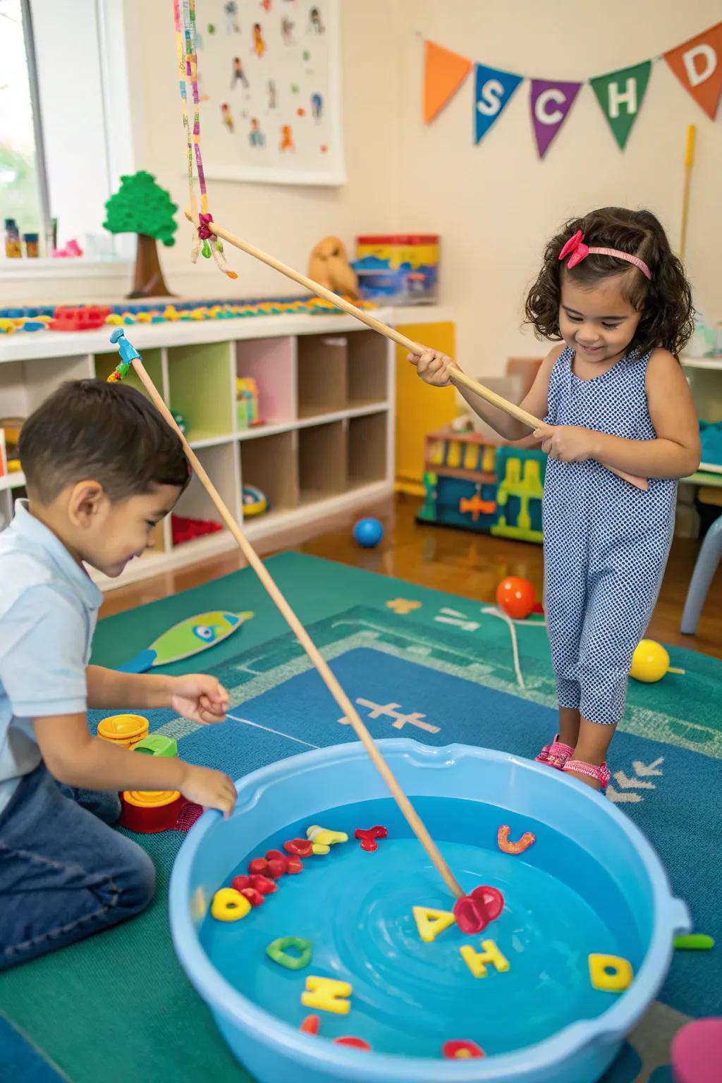 Reeling in fun with an alphabet fishing game.