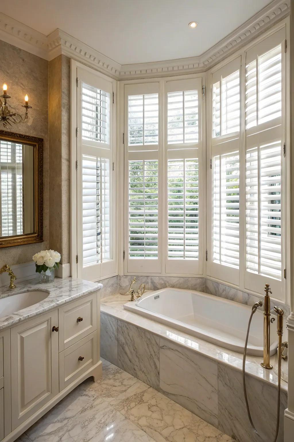 Plantation shutters offer privacy with a classic touch.