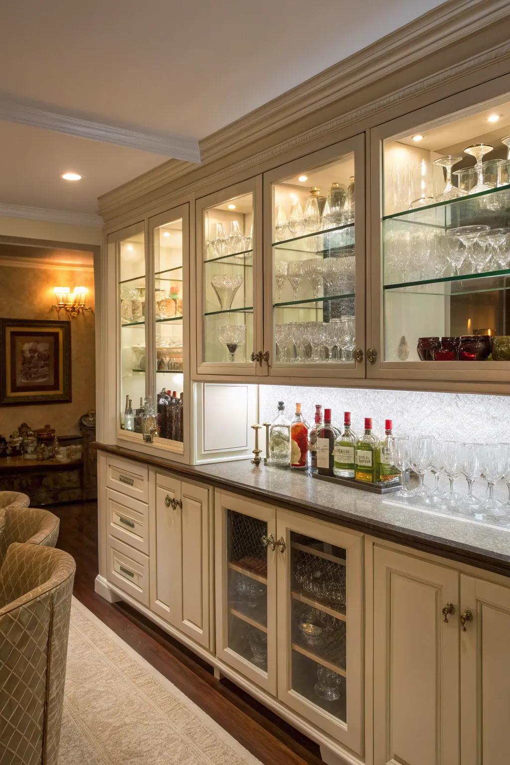 Glass cabinets showcase your collection beautifully.