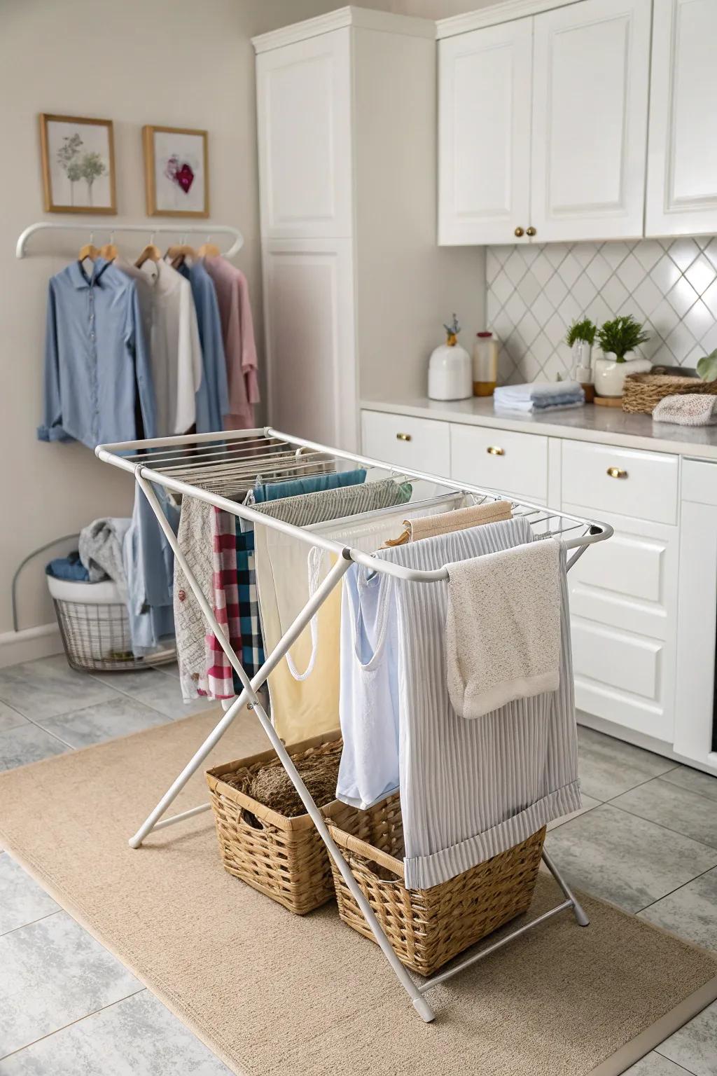 Space-saving drying rack for efficient air-drying.