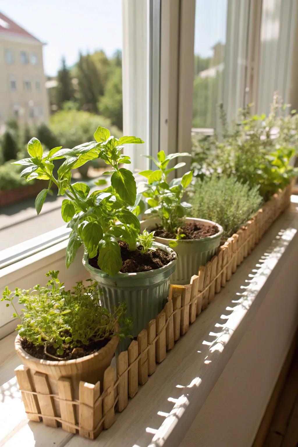 Charming miniature fences crafted from sticks, perfect for small gardens.