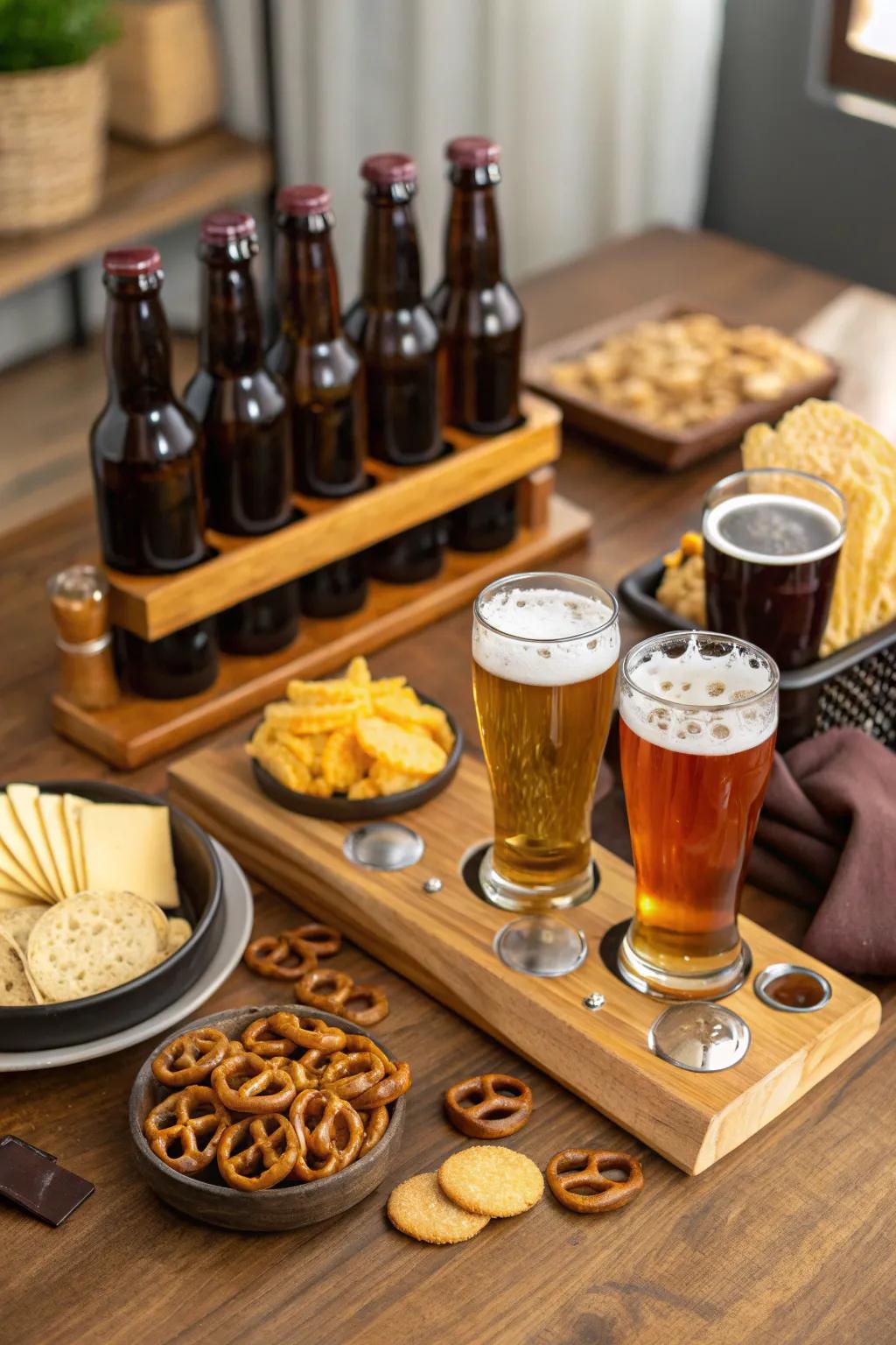 A beer tasting station is perfect for beer lovers.