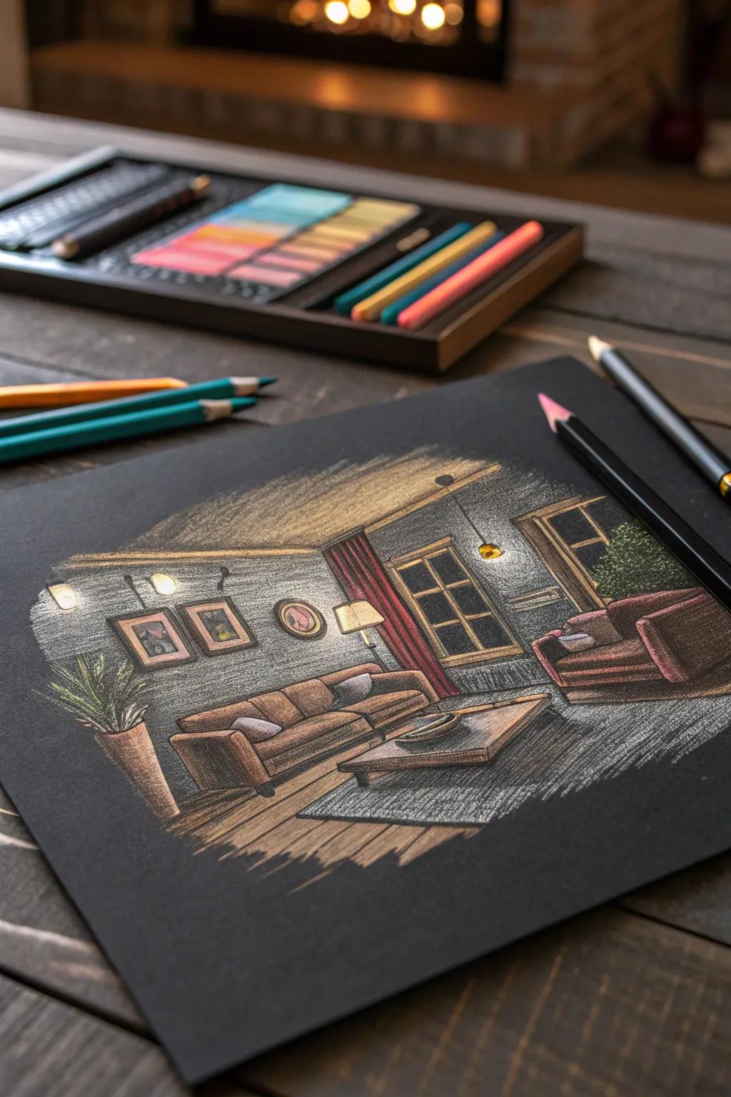 Colored pencil highlights add a striking visual effect to sketches.