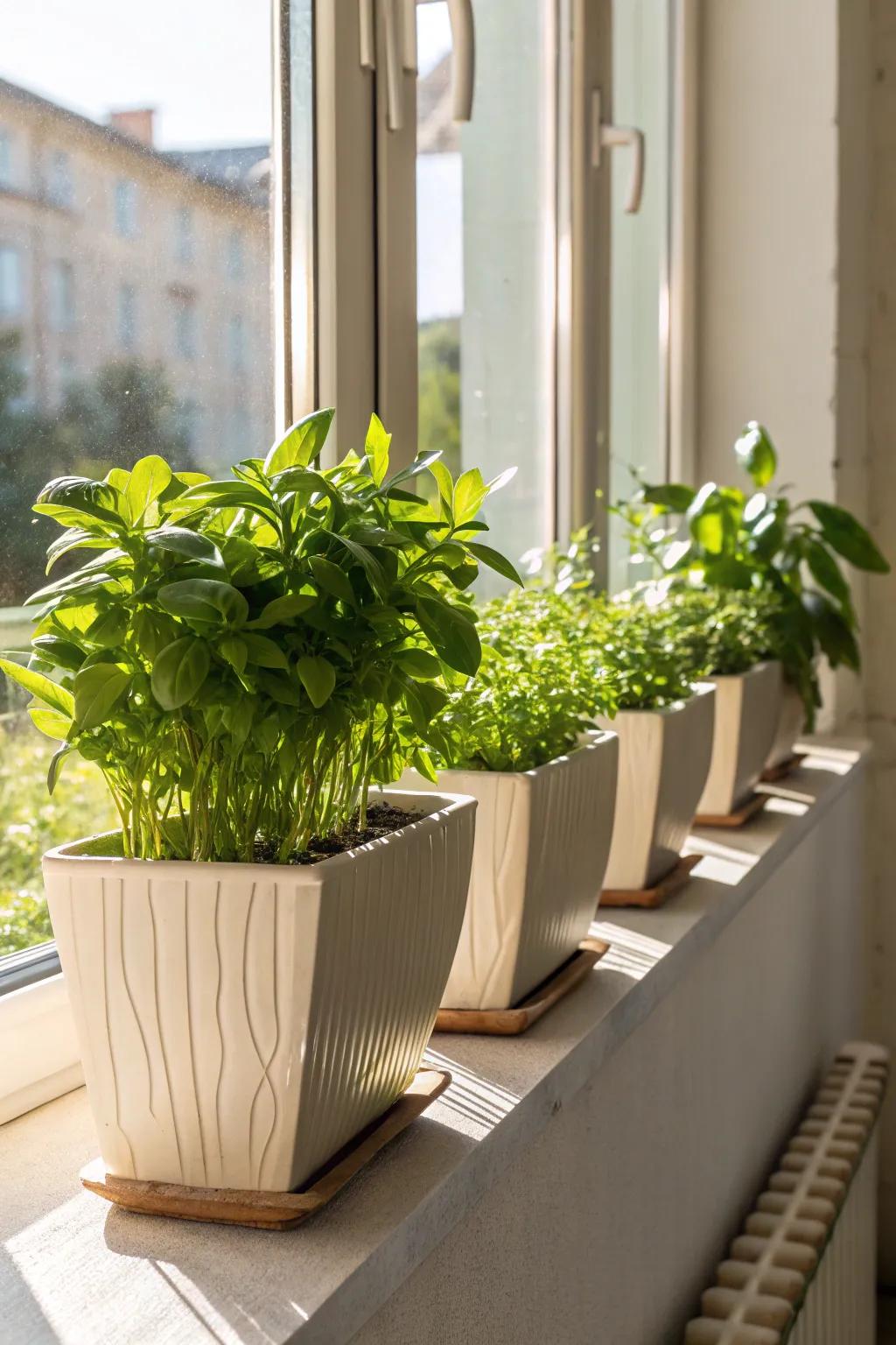 Stylish planters bringing a touch of nature indoors.