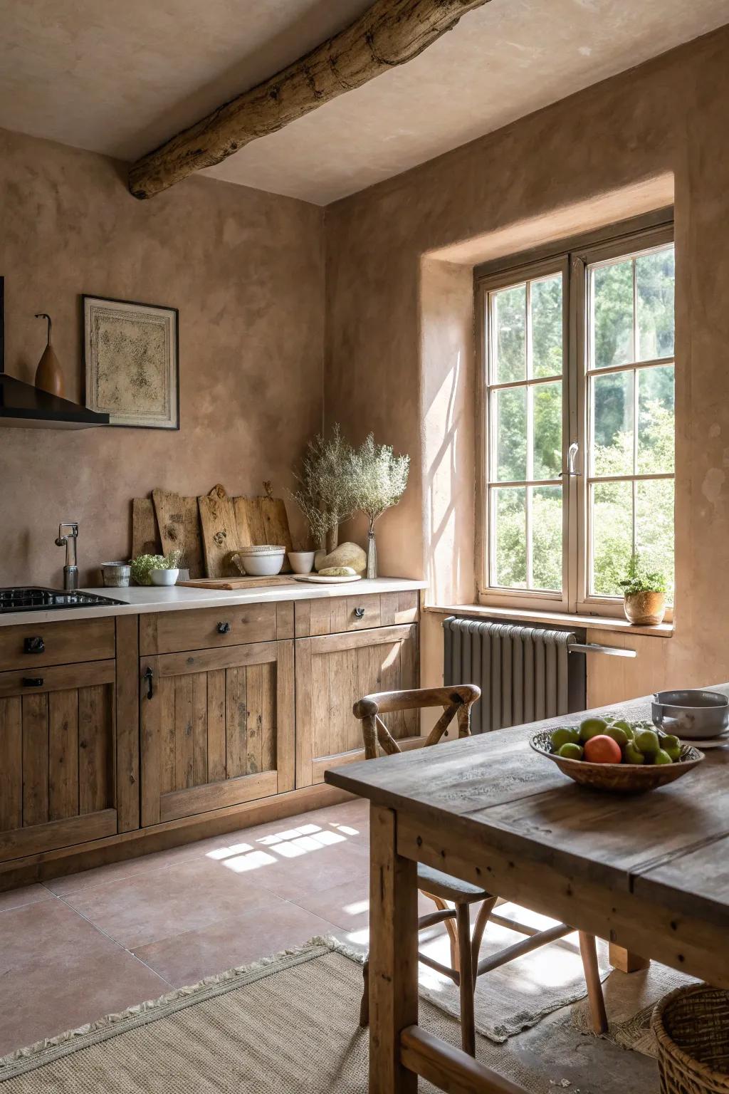 A naturally inviting kitchen with earthy taupe tones.