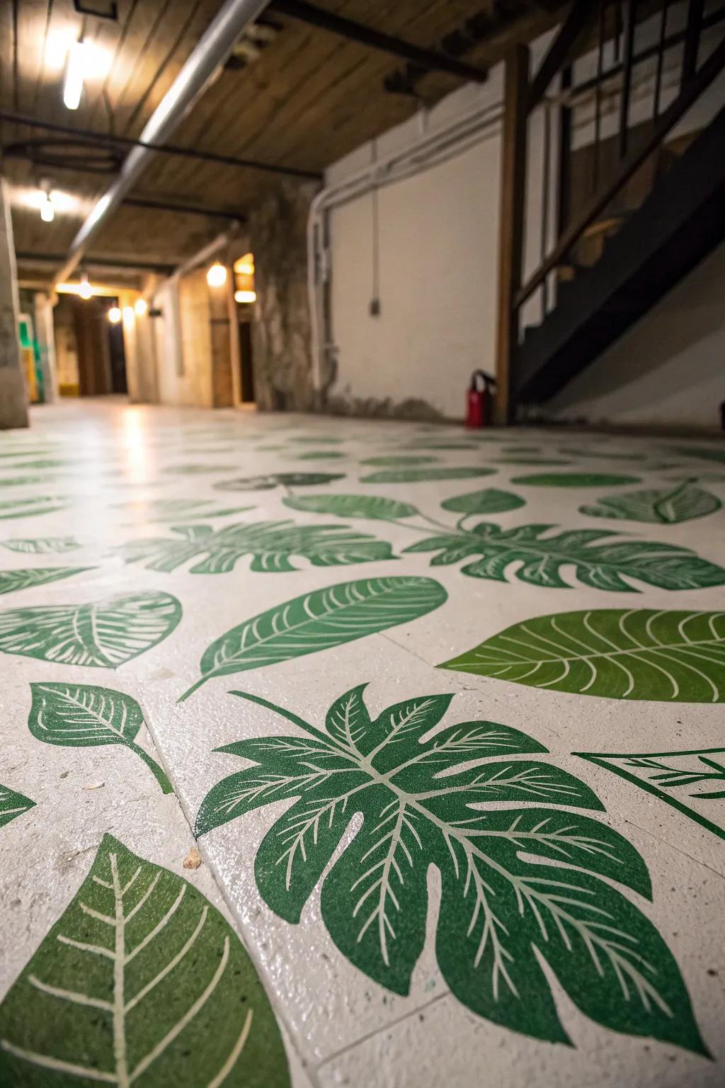 Leaf patterns bring a touch of nature to your basement.