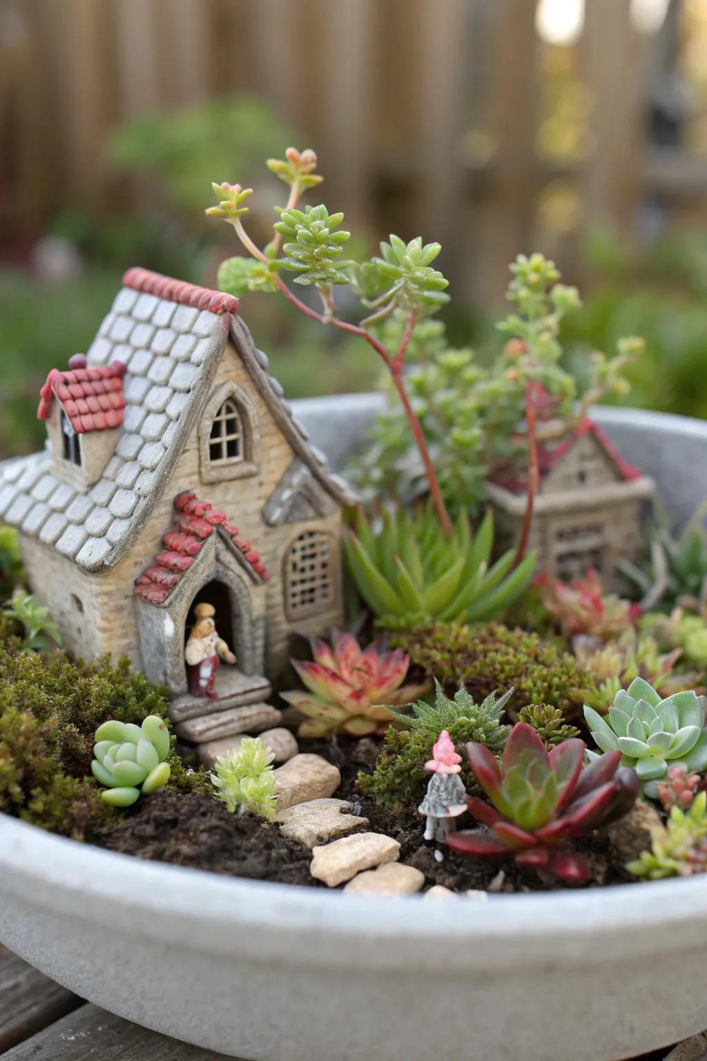 Bring whimsy indoors with a charming succulent fairy garden.