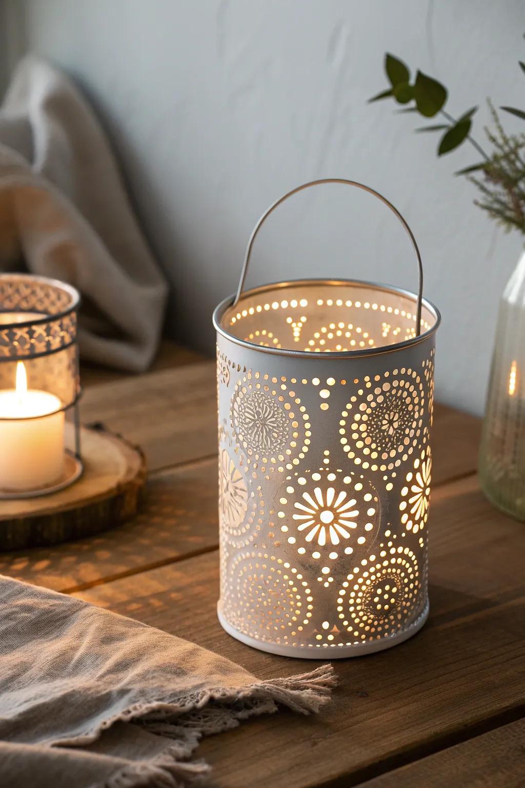 Transform your space with the warm glow of handcrafted tin can lanterns. ✨ #UpcycledBeauty