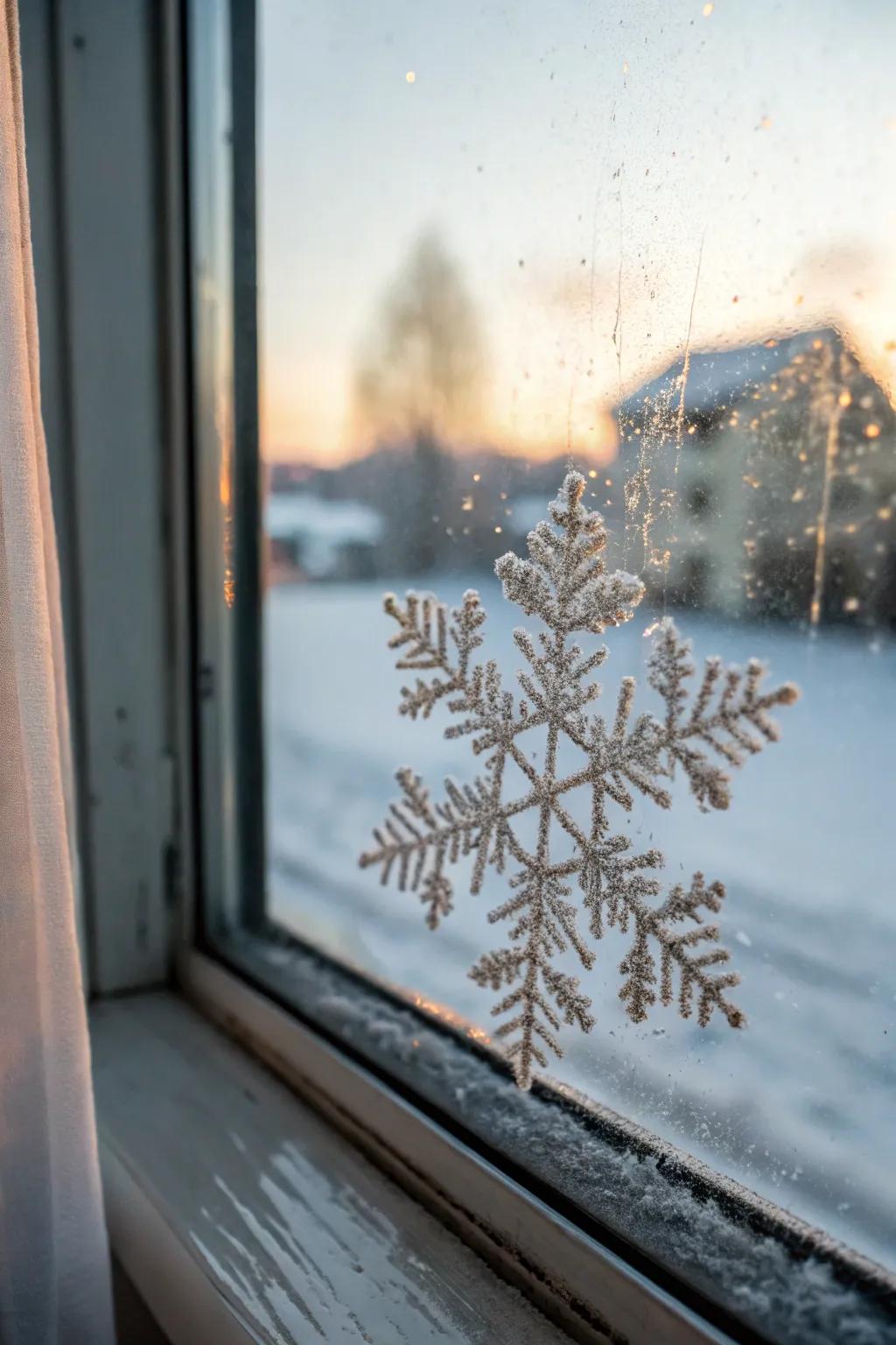 Enchanting snowflake window clings capturing the essence of winter.